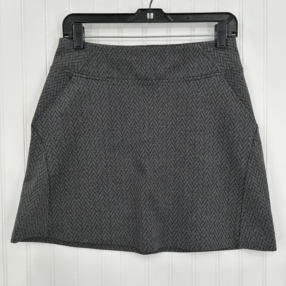 Title Nine Skirt Womens Small Passport Ponte Gray Herringbone Pockets Golf EUC